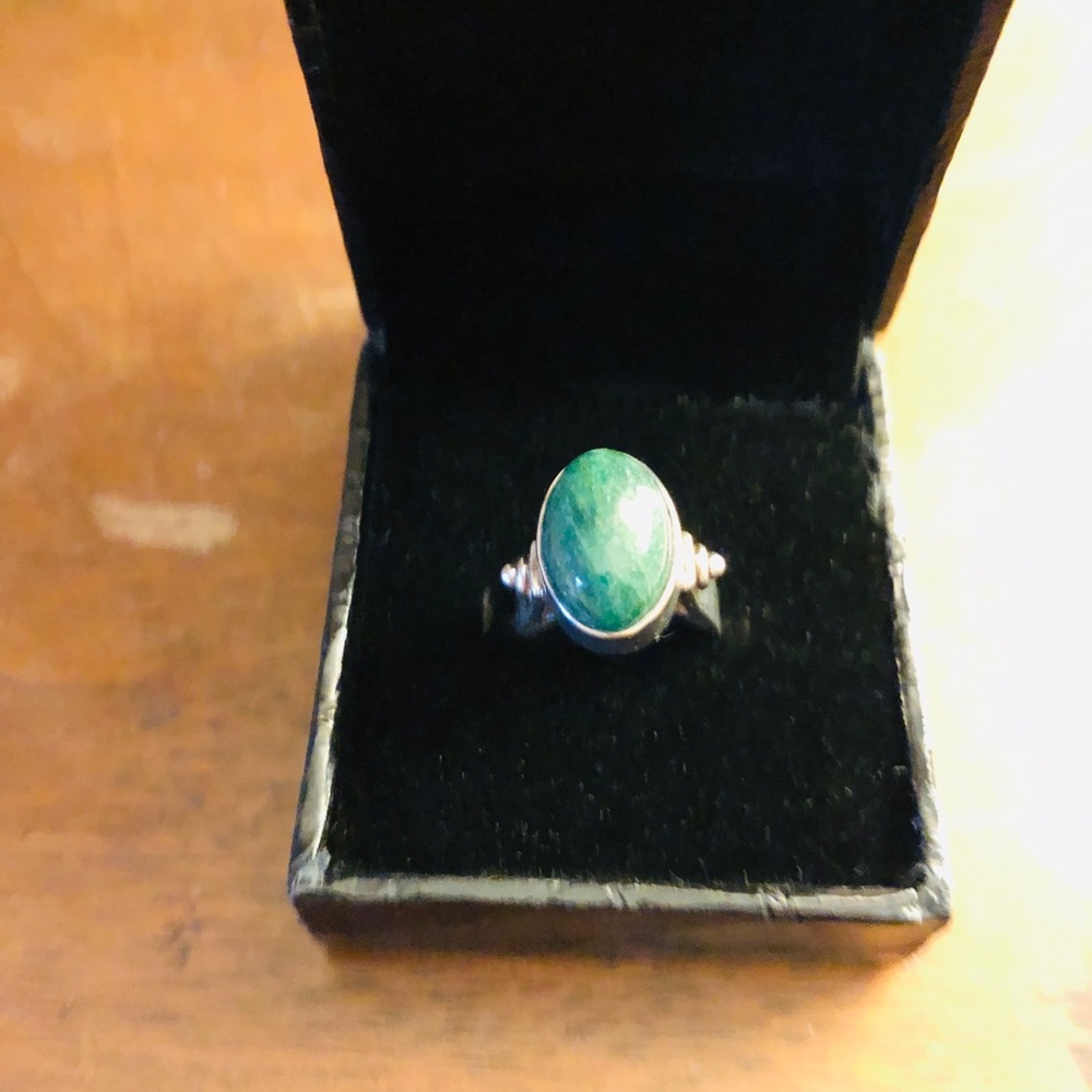 Jade and sterling silver ring